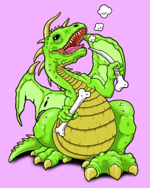 Yeşil ejderha kemikleri yiyor