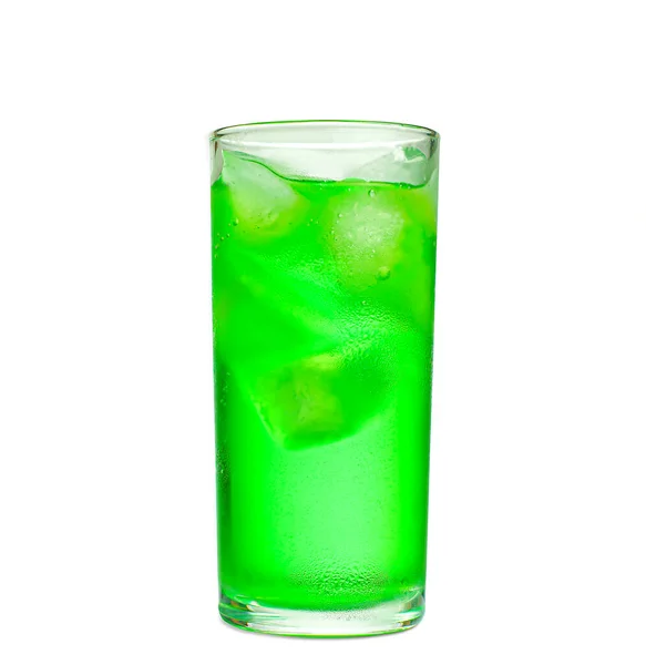 Afbeelding Geïsoleerd Groen Water Gemengd Ijs Frisdrank Bel Met Dauw — Stockfoto