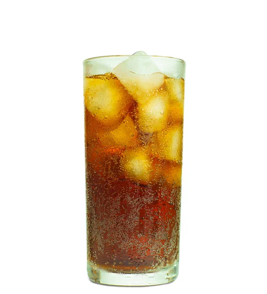 Εικόνα Απομονωμένη Καφέ Cola Χρώμα Ανάμεικτα Πάγο Και Σόδα Φούσκα — Φωτογραφία Αρχείου