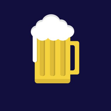 Bira Düz Simgesi. Bir kupa bira logosu. Vektör İllüstrasyonu. İzole edilmiş. Düzenlenebilir Vuruş