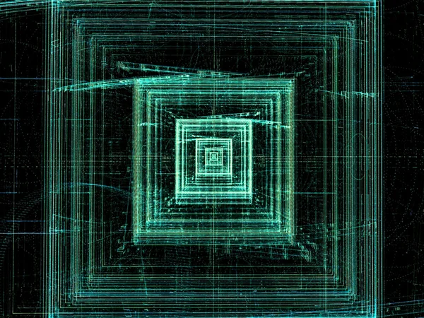 Abstract square tunnel - digitally generated image — Stock Photo, Image