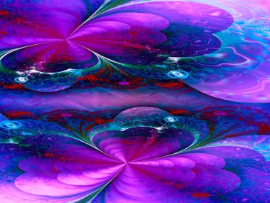 Renkli soyut çiçekler - dijital olarak üretilen fraktal desen