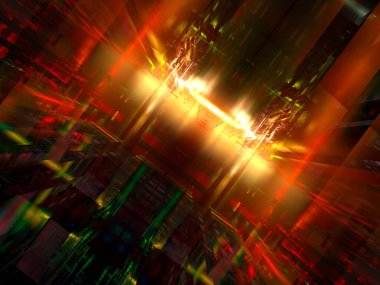 Perspektif ve vurgulara sahip fraktal arkaplan - 3d illüstrasyon