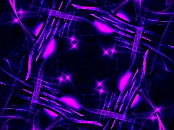 Abstract fractal background - glowing lines, curls and dots