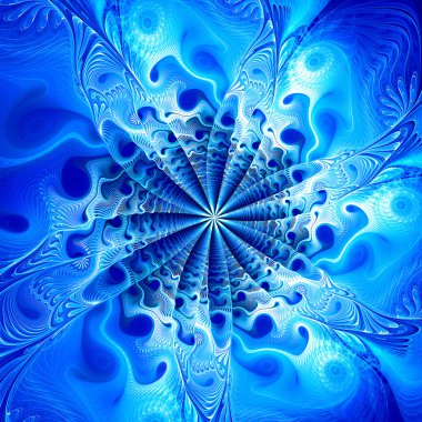Blue textured flower abstract computer-generated image