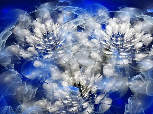 Abstract white chrysanthemum fractal computer-generated image