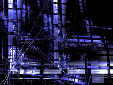 Abstract computer-generated blue image in a technical style 