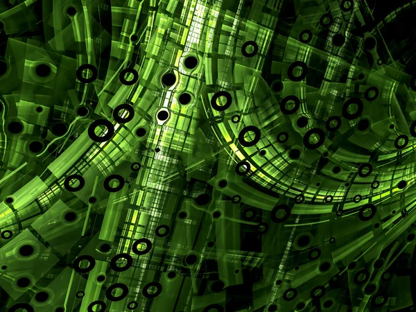 Abstract computer-generated green and black technology backgroun — Stockfoto