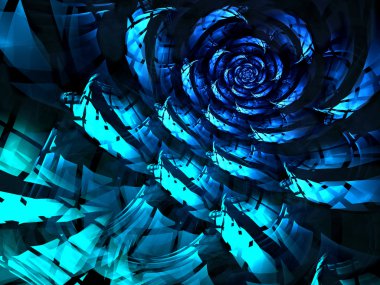 Abstract computer-generated image checkered blue rose