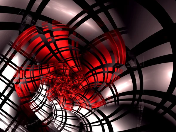 Abstract computer-generated background red flower in tech style — Stockfoto