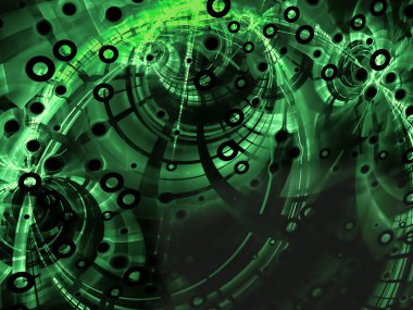 Abstract green Technology style image on black background