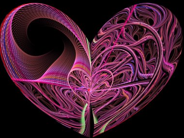 Abstract digitally generated image heart of twisted yarns