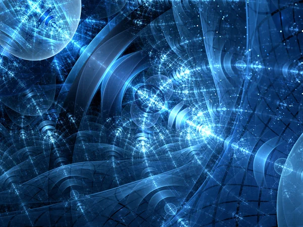 Tecnología azul generada por computadora abstracta o respaldo de estilo espacial — Foto de Stock