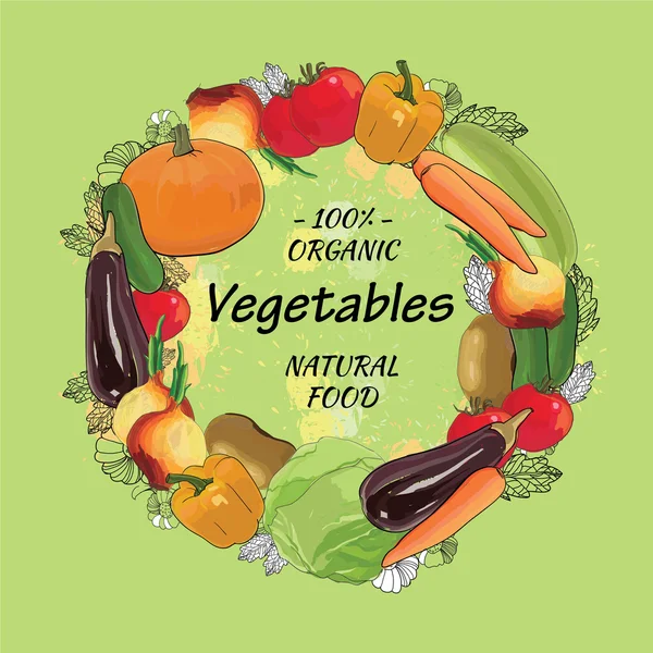 elle çizilmiş Eko sebze küme. Sulu Boya etkileri ile kroki.