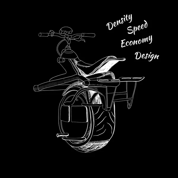 Monocycle el çekilmiş resmi. Logo, amblem, harfler de — Stok Vektör