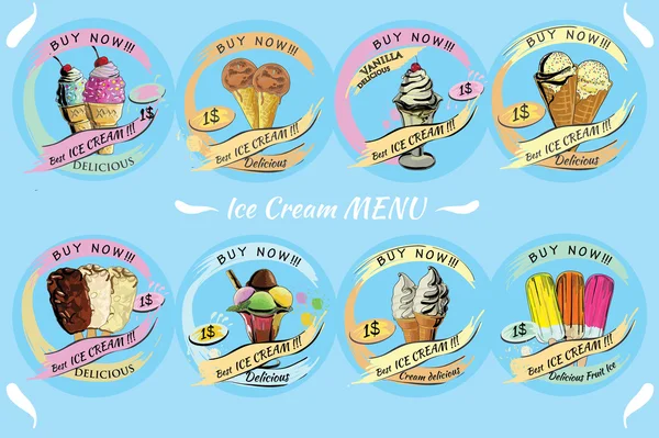 Ice Cream te koop met prijs instellen Hand getekende sjabloon menu, bro Vectorbeelden