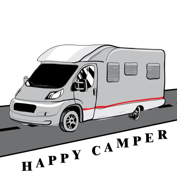 Auto Doodle disegnate a mano Veicoli ricreativi Camper Vans Caravan — Vettoriale Stock