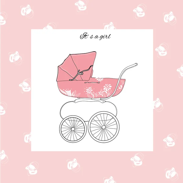 Illustratie van pram voor meisje — Stockvector