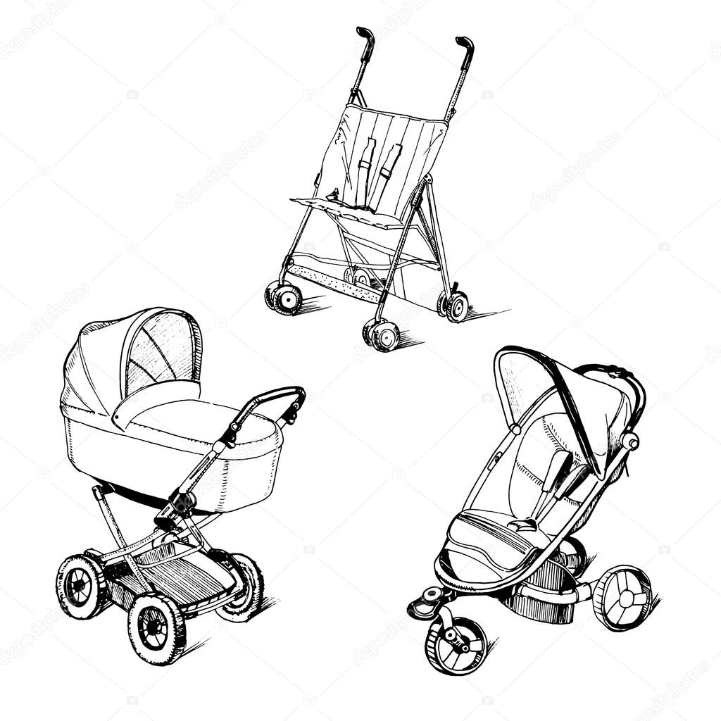 Illustration of children strollers