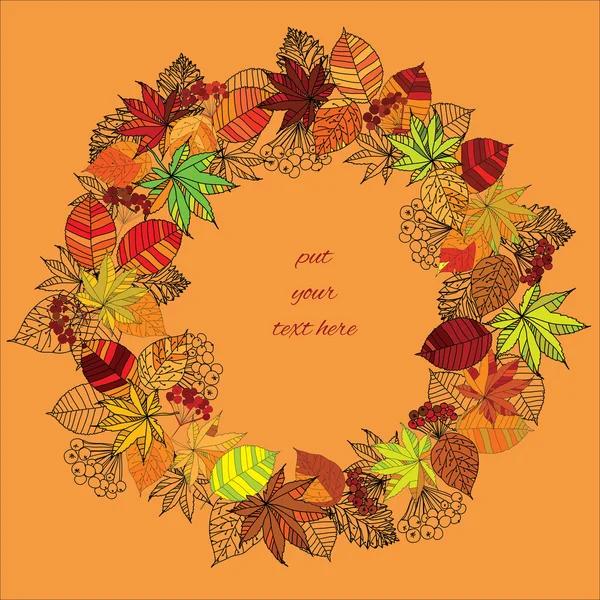 Corona de otoño con texto — Vector de stock