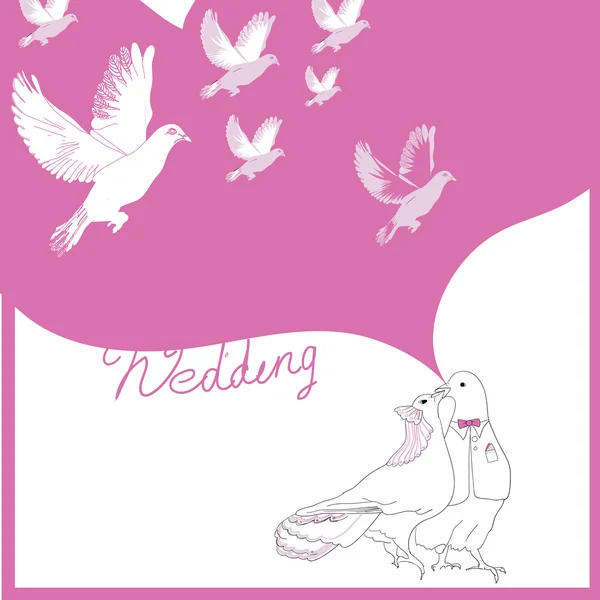 Tarjeta de boda de palomas — Vector de stock