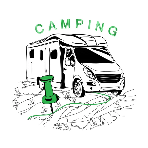 Rota para acampar para navegação — Vetor de Stock