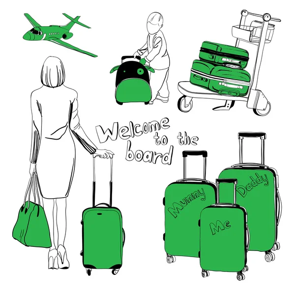 Set bagagli per aeroporto — Vettoriale Stock