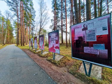 Rusya, Tver - 17 Nisan 2021: Mednoe köyündeki Polonya askeri mezarlığı. İkinci Dünya Savaşı anısına..