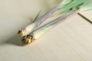 Ahşap tahta arka plan üzerinde izole Limon otu