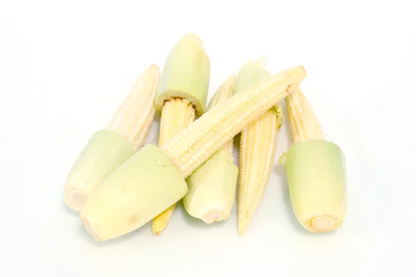Baby corn fruit grouped and isolated on white — Stock Photo, Image