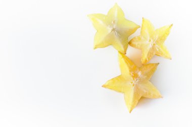 Star elma meyve ile yarım kesit üzerinde beyaz üst v izole