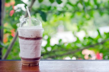 Soğuk kahve fincanı kahve dükkanı ahşap tablo