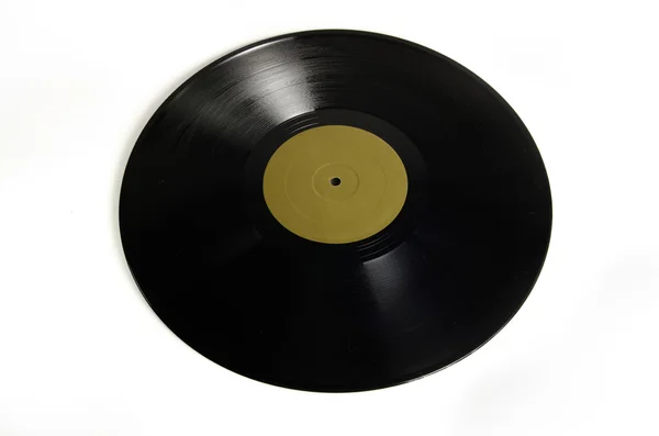 Disque vinyle noir isolé sur fond blanc — Photo