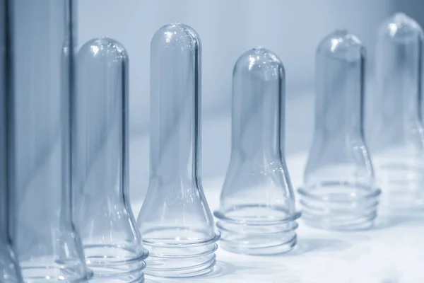 Forma Preforma Inyección Los Productos Botellas Pet Concepto Proceso Fabricación — Foto de Stock