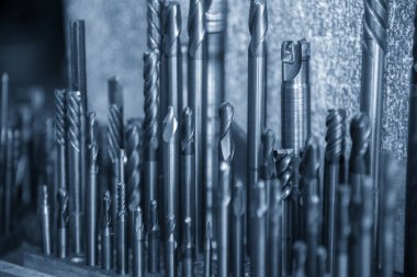 CNC değirmen makinesi için kullanılan katı karpit bitiş değirmeni araçlarının koleksiyonu. Makine merkezi için kesme aracı.