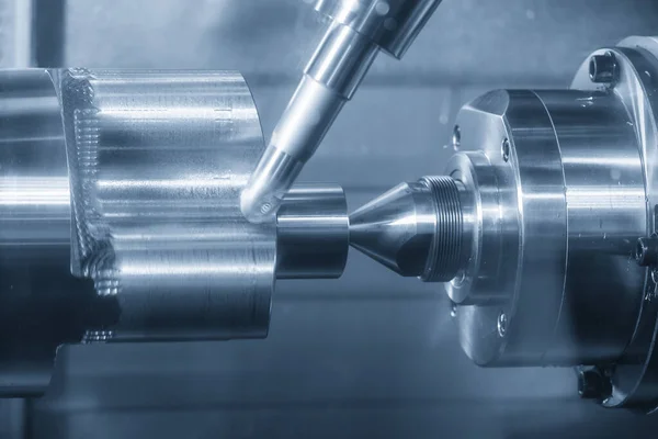 Svarvkvarnen Maskinen Skära Metallcylindern Form Del Med Fräsning Spindel High — Stockfoto