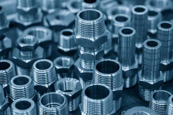 Stapel Speciale Industriële Pijpleidingverbindingselementen Mollige Onderdelen Fabricage Concepten — Stockfoto