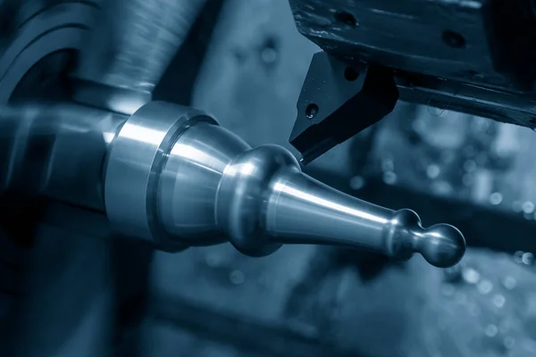Cnc Draaibank Machine Vormen Snijd Metalen Delen High Tech Metaalbewerking — Stockfoto