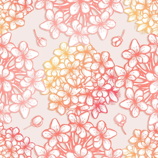 Schöne Kirsche Vektorillustration Sakura Knospen Blumen Karte Für Sie Handgefertigt — Stockvektor