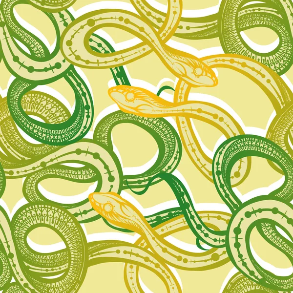 Illust Vetorial Cobras Padrão Sem Emenda Fundo Amarelo Claro Feito — Vetor de Stock