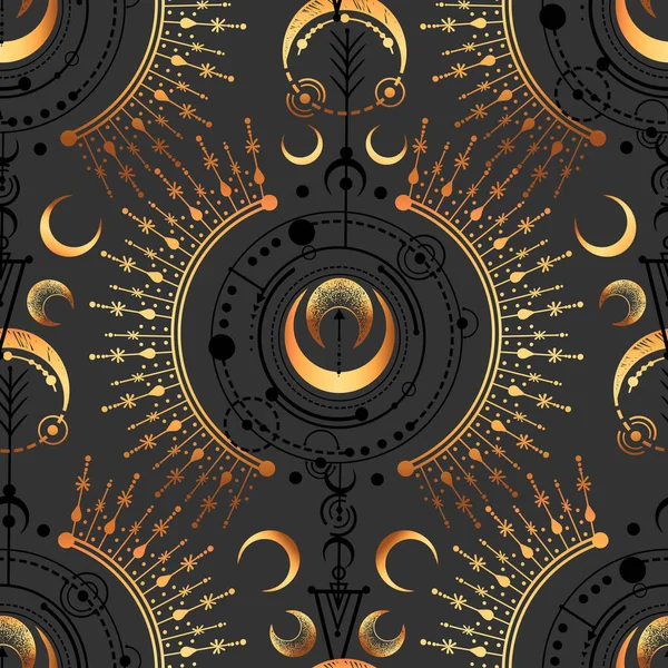 Illustrazione Vettoriale Astrologia Magica Spiritualità Occultismo Alchimia Handmade Stampa Shirt — Vettoriale Stock