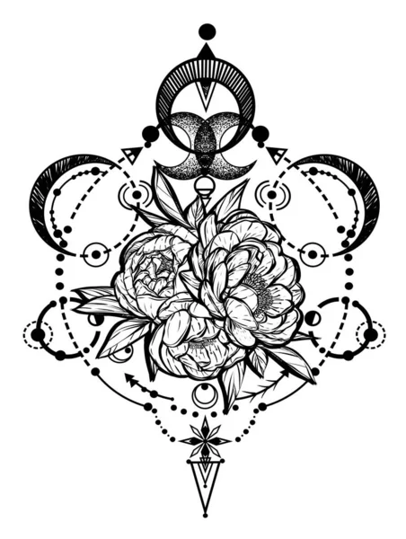 Ilustración Vectorial Alquimia Astrología Mágica Espiritualidad Ocultismo Hecho Mano Impresión — Archivo Imágenes Vectoriales