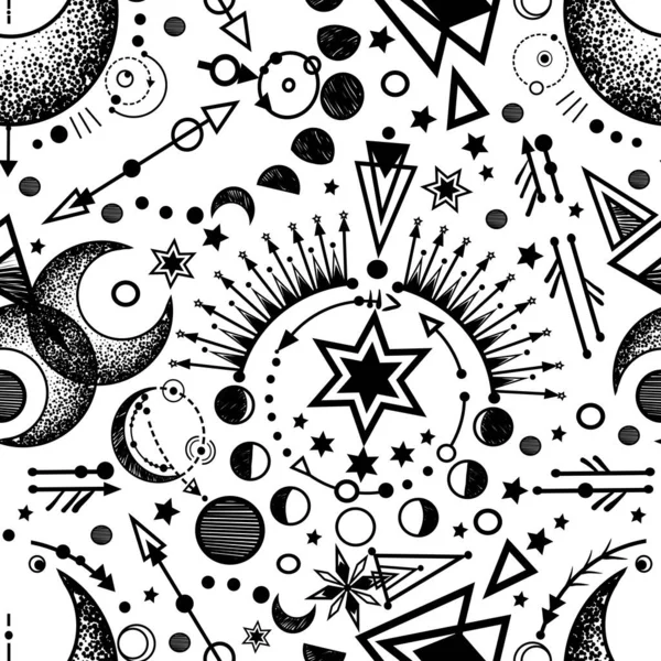 Εικονογράφηση Διάνυσμα Αλχημεία Μαγική Αστρολογία Πνευματικότητα Και Αποκρυφισμός Εκτύπωση Shirt — Διανυσματικό Αρχείο