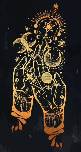 Ilustración Vectorial Astrología Mágica Alquimia Espiritualidad Ocultismo Símbolo Mágico Las — Archivo Imágenes Vectoriales
