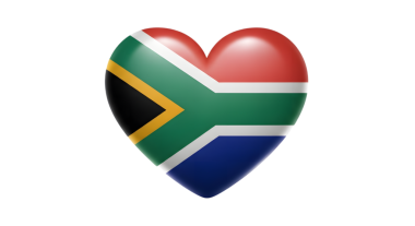 Güney Afrika 'nın ulusal bayrağını temsil eden, ulus için ulusal gurur, sevgi ve dayanışmayı temsil eden canlı bir kalp şeklinde amblem..