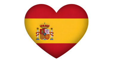İspanyol bayrağının renklerini ve amblemini içeren kalp şeklinde bir resim.