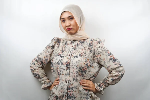 Beautiful Young Asian Muslim Woman Pouting Angry Feeling Annoyed Dissatisfied — Stock Photo, Image