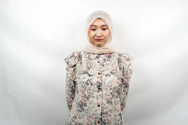 Beautiful Asian Young Muslim Woman Pouting Disappointed Unhappy Dissatisfied Isolated — Stock Photo, Image
