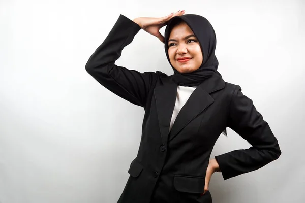 Schöne Junge Asiatische Muslimische Geschäftsfrau Gestresst Schwindelig Hat Ein Problem — Stockfoto