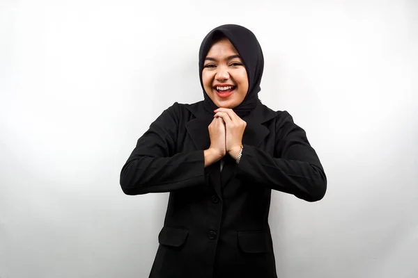 Wanita Pengusaha Muslim Asia Yang Cantik Terkejut Terkejut Ekspresi Wow — Stok Foto